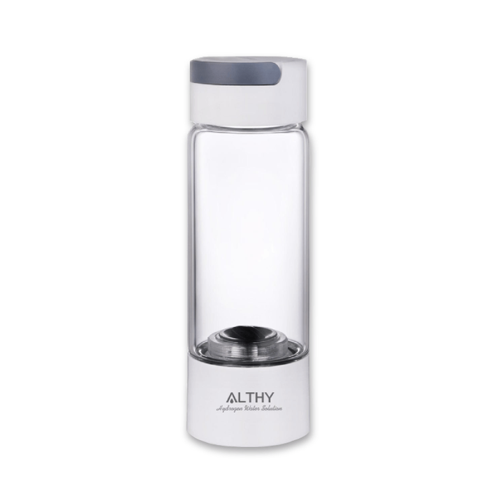 Althy Hydrogen Water Bottle with SPE PEM technology. 6-minute hydrogen-rich water generation. 380ml Capacity. Rechargeable. Antioxidant-rich hydration